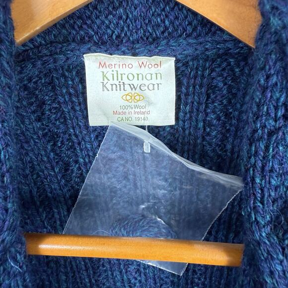 Kilronan Knitwear Women's Open Cardigan Blue Cable Knit XXL Ireland Fisherman - Picture 3 of 8